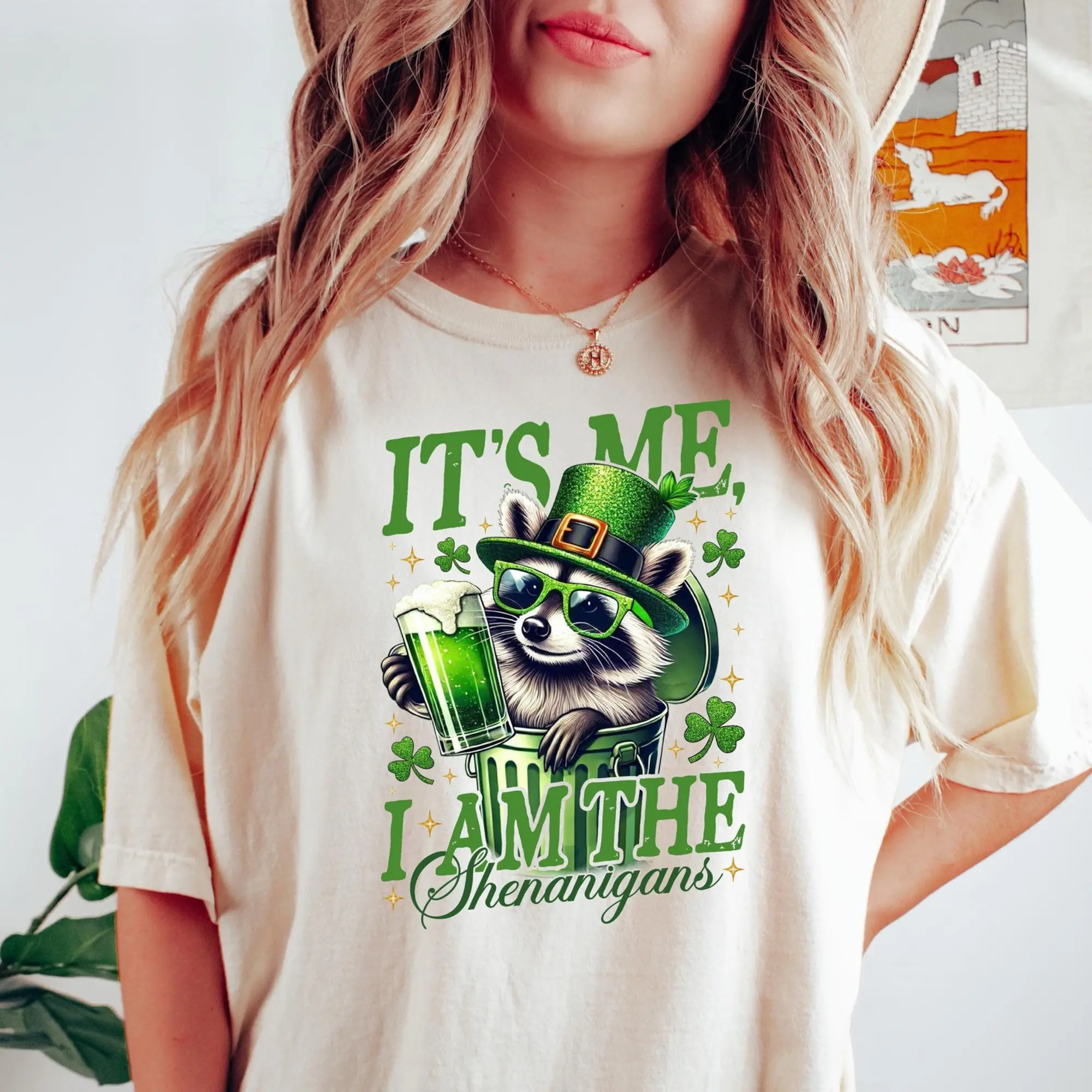 It's Me I Am The Shenanigans Funny Raccoon St. Patrick's Day Shirt, Patrick Drinking Shirt, Irish Day Raccoon T-Shirt, Shamrock Raccoon Tee