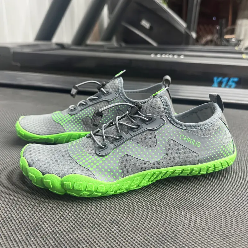 Male Minimalist Fabric Barefoot Wading Shoes - Lightweight Breathable Quick-Dry Slip-Resistant Anti-Skid Water Shoes with TPR/TPE Rubber Sole for Beach, River Trekking