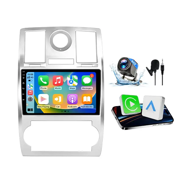 Android Car Stereo 9 Inch IPS Touchscreen for Chrysler 300/300C Touring Limited 2005-2010, 2GB+64GB, Wireless CarPlay Android Auto, DSP GPS WiFi Bluetooth SWC, With Rearview Backup Camera