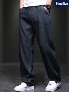 Plus Size 8XL Straight Leg Jeans High Stretch Loose Tall Fit