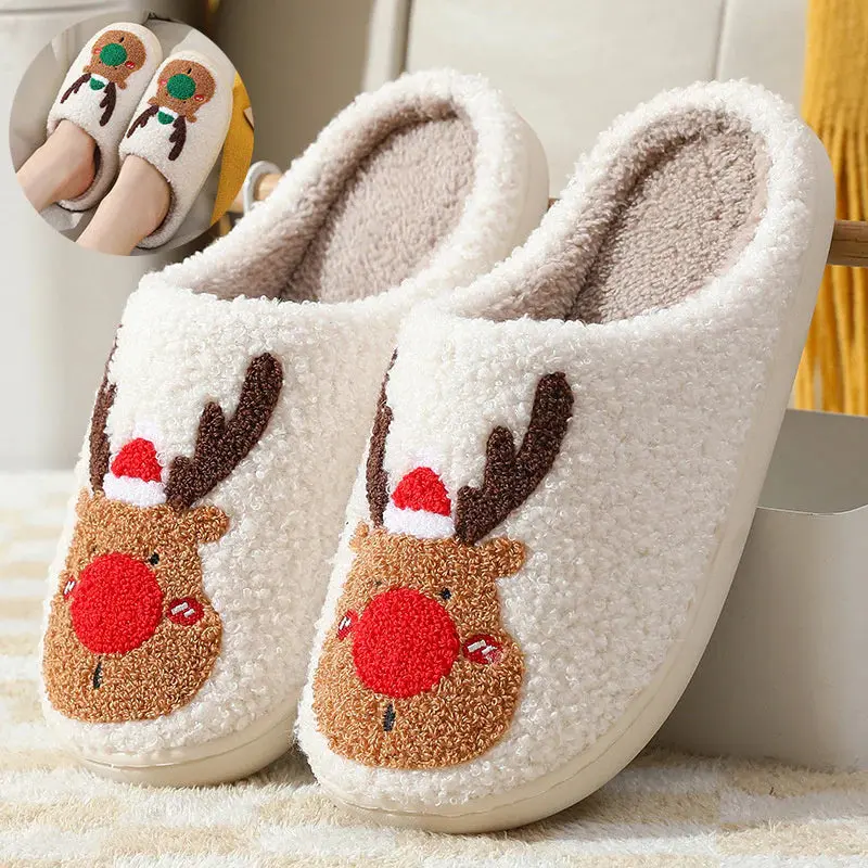 Cozy Elk Design Winter Home Slippers for Comfort and Warmth