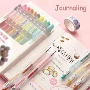 9 Pack Morandi Color Click Pens, Handwriting Diary Doodle Marking Pen, Student Note Writing Pen, Smooth Quick-Dry Needle Tip, High-Quality Stationery Set