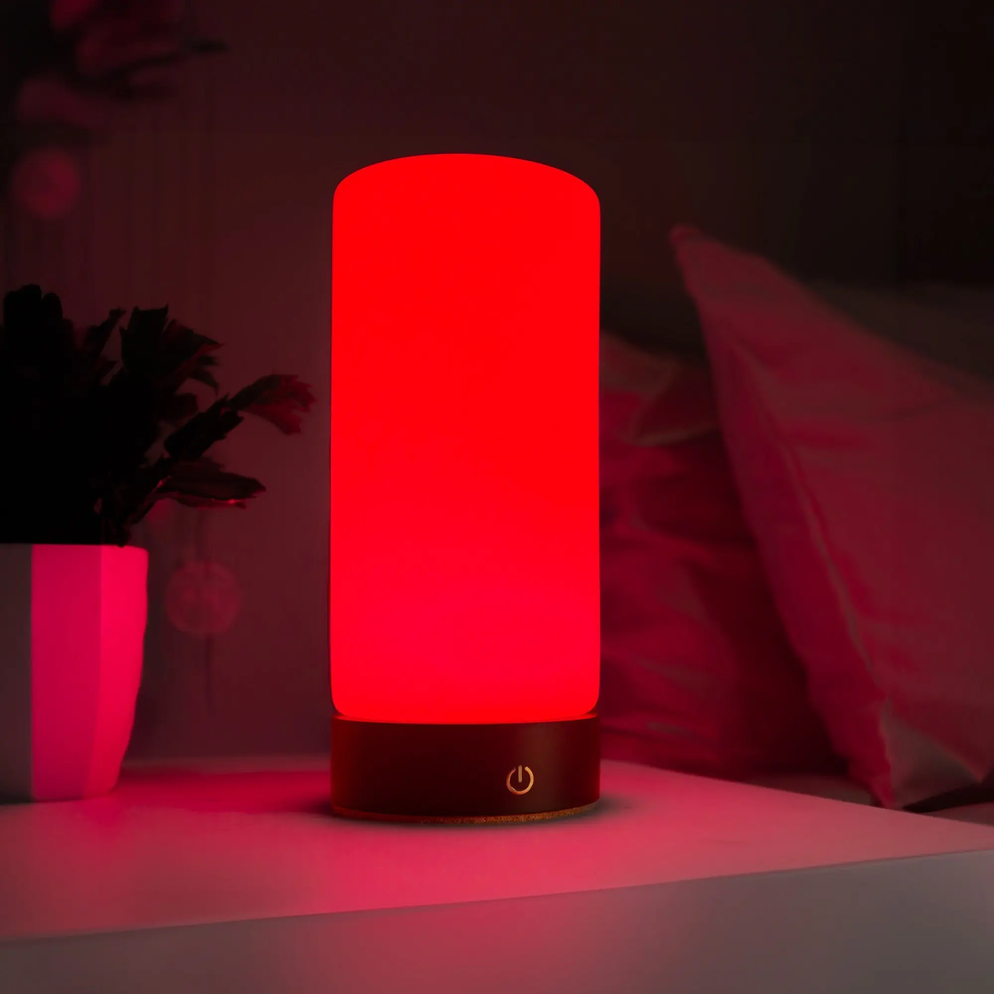 RŪBI Red Light Therapy Lamp – 670nm Wavelength for Sleep, Relaxation & Wellness | Adjustable Brightness | Elegant Glass and Wood Design