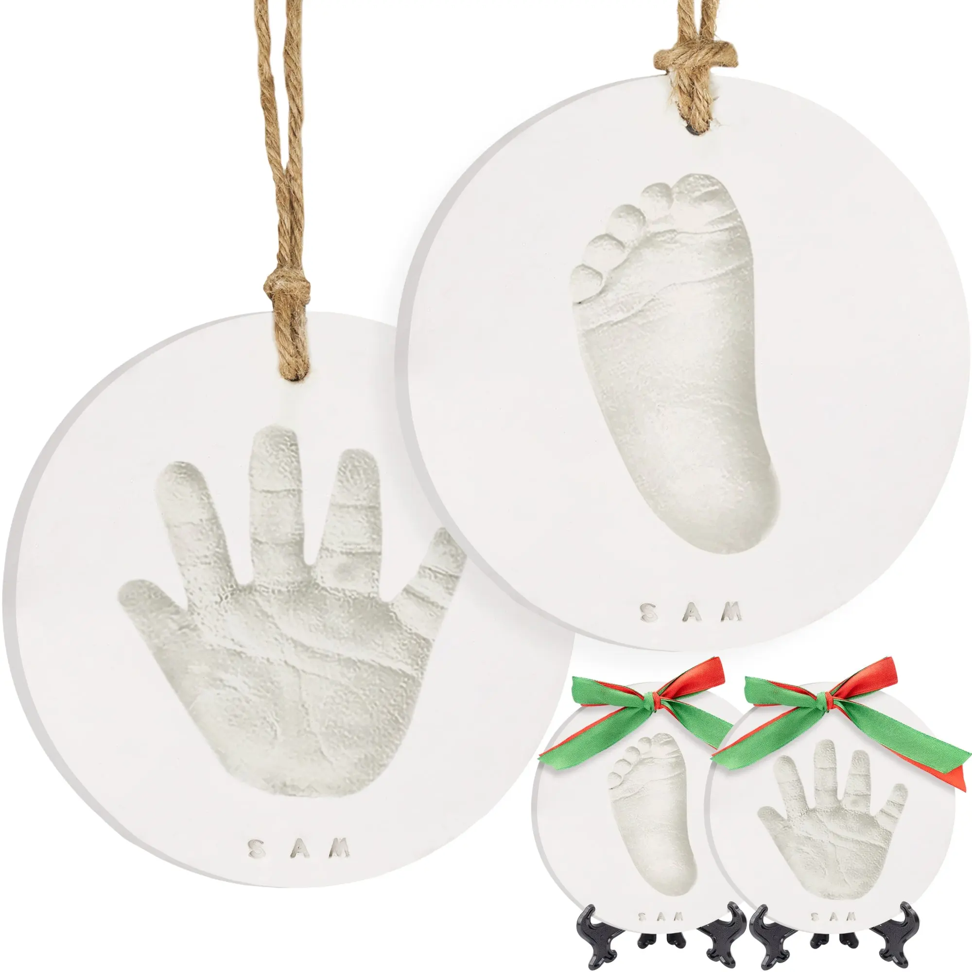 Baby Hand and Footprint Kit Girls, Boys - Personalized Baby’s First Christmas Ornament Kit, Newborn Christmas Gifts for New Mom, Cute Shower Gifts, Easy to Use Handprint Ornaments