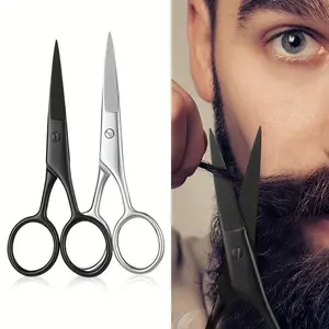 1pc Stainless Steel Pointed Beard Scissors, Hairdressing Scissors, Suitable for Eyebrows, Nose Hair, Beard, Ear Hair, Stainless Steel Eyebrow Scissors, Professional Trimming Face Hair Beauty Makeup Scissors for Men and Women, Beard Shaping Tools