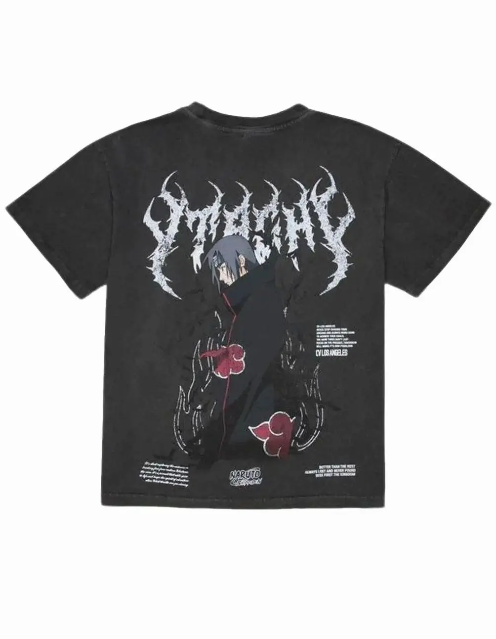 Naruto Itachi Mens Boxy Tee - Black Graphic T-Shirt with Bold Itachi Design Unique Anime Style 100% Cotton Comfortable Relaxed Fit H