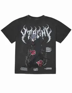 Naruto Itachi Mens Boxy Tee - Black Graphic T-Shirt with Bold Itachi Design Unique Anime Style 100% Cotton Comfortable Relaxed Fit H