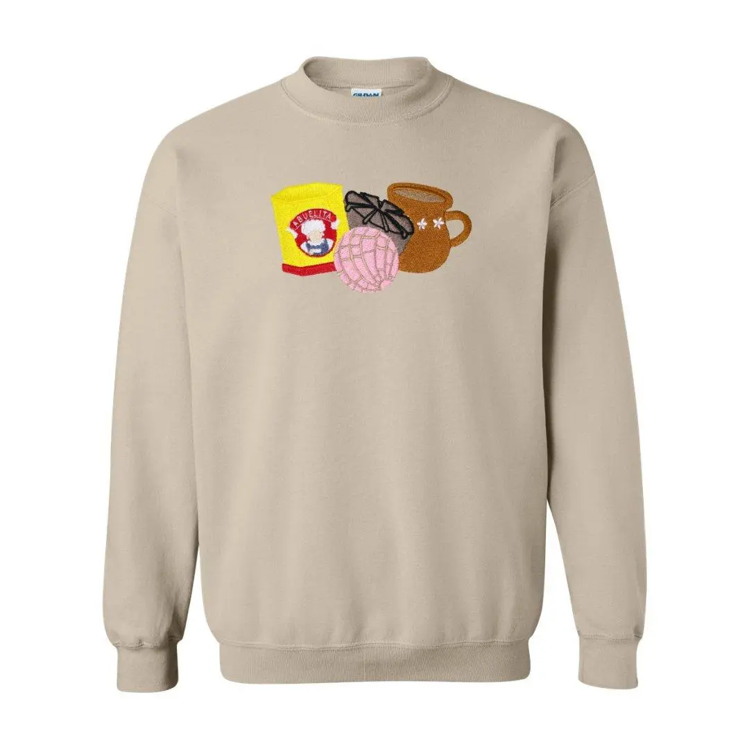 Abuelita Chocolate & Concha Sweet Embroidered Sweater Classic Womenswear