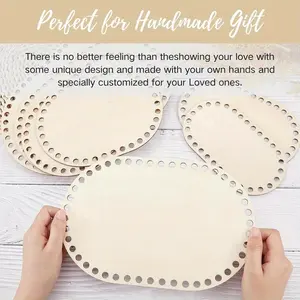 Crochet Basket Bottom 4-Size 4/8-Piece Sets Upgraded Thickened Oval Round Blank Solid Wooden Bases for DIY Crafting 2-Pcs Each Size Handmade Gifts