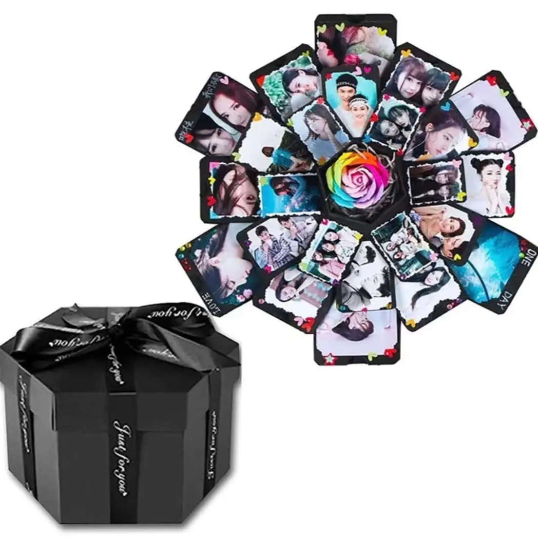 1pc Hexagon Explosion Gift Box Diy Photo Album, Lover Scrapbooking Memory Gift Box