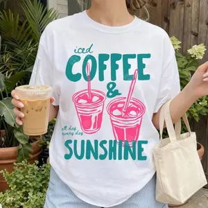 Iced Coffee and Sunshine Shirt, Iced Coffee Shirt, Coffee Lover Gift, Summer Graphic Tee, Summer Vibes Shirt, Coffee TShirt