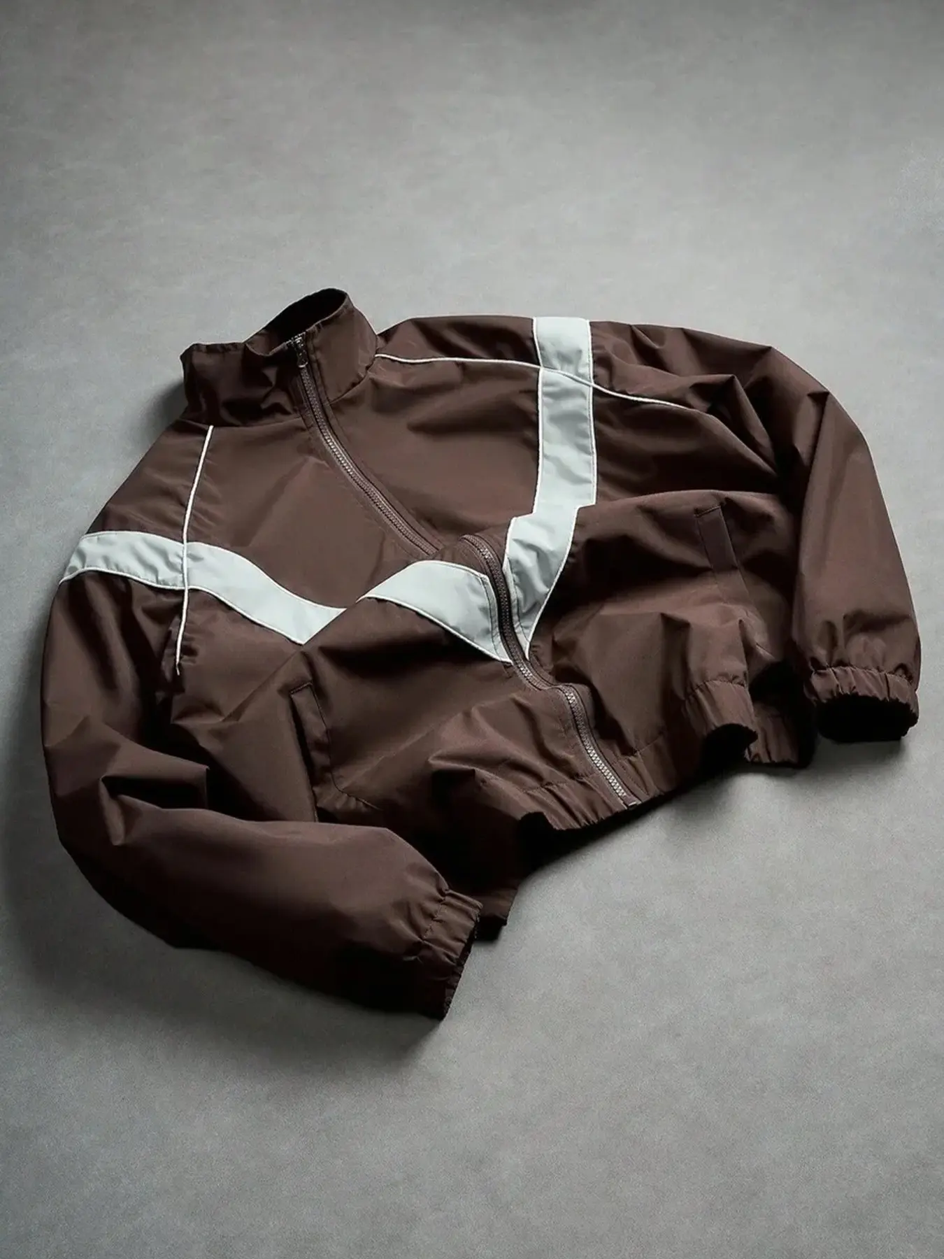 Men's Stand-Collar Colorblock Patchwork Jacket, Lightweight Casual Outdoor Sports Coat, Full-Zip All-Season Outerwear with Pockets, Sportswear Jacket