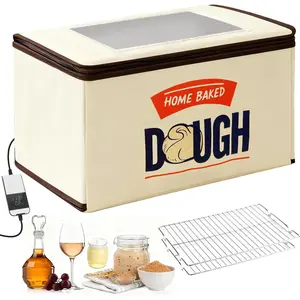 Upgraded Folding Bread Proofing Box with 3-Sided Heating, Built-in NTC Sensor &  68-104?F Temp Control, 48H Timer, Metal Rack -Family-Size Dough Proofer for 2 Loaves, Sourdough & Pizza