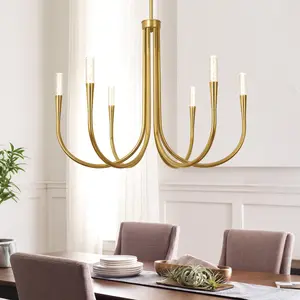 31.5" Modern Gold/Black Chandelier, 6-Light Luxury Bubble Acrylic Pendant with 3000K Warm Light