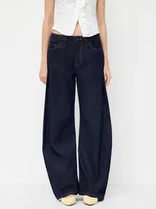 Cider Denim Low Rise Solid Pocket Barrel-leg Jeans