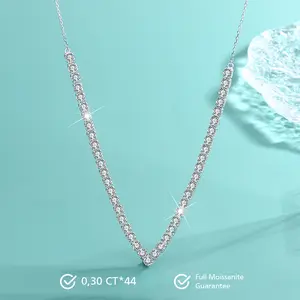 Violet Moissanite Tennis Necklace S925 0.30 CT - Round Cut - Lore Jewelry