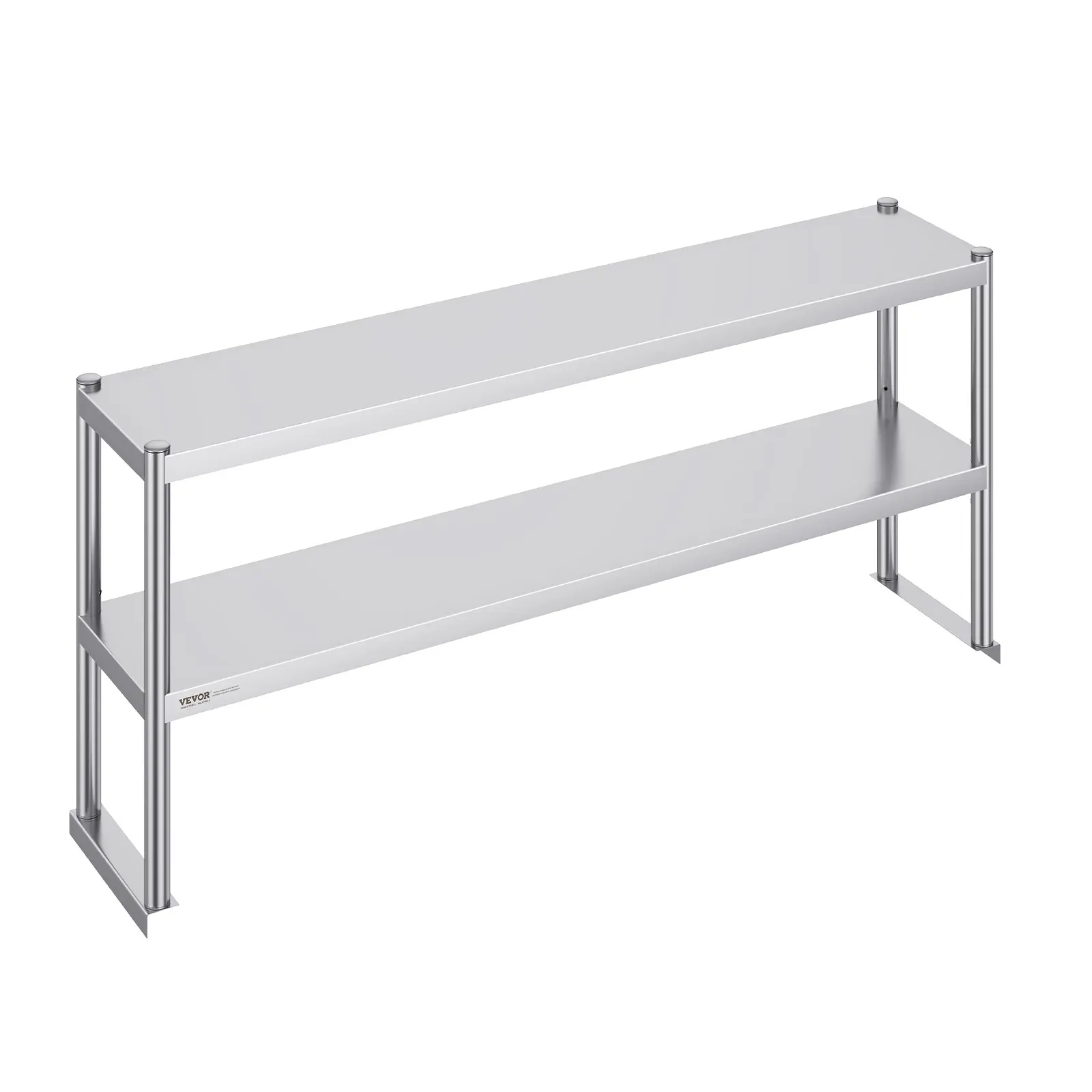 【Summerfinds】VEVOR Double Overshelf Double Tier Stainless Steel Overshelf12 x 60 Inch Double Deck OvershelfHeight Adjustable Overshelf Prep Work Table for KitchenRestaurant and Workshop