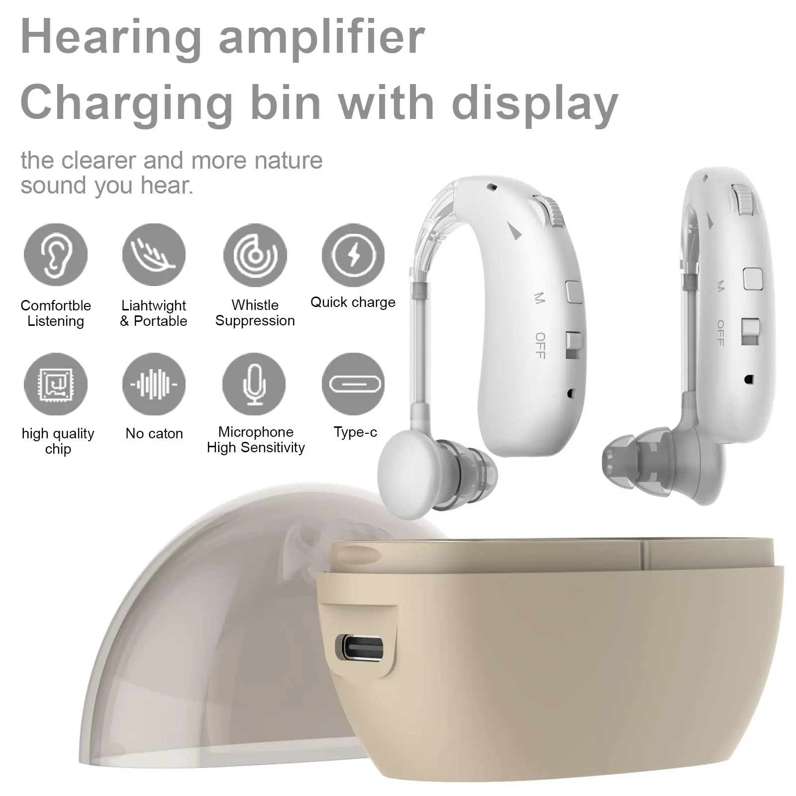 Zt-05C Invisible Hearing Aid for Adults, Behind-The-Ear Magnetic Charging, Noise Reduction, Natural Sound, USB Rechargeable