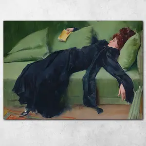 1pc Decadent Young Woman Canvas Wall Art For Home Decor, Woman Portrait Vintage Poster Emerald Green Art After The Dance Canvas Prints Moody Wall Decor For Living Room Bedroom Kitchen Office Cafe Decor, Perfect Gift And Decoration