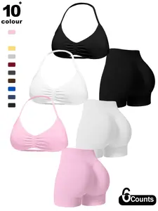 Women's Seamless Yoga Set with Sports Bra and Gym Shorts, Tight-Fitting Sportswear Clothing for All Seasons, 2 Piece Workout Set
