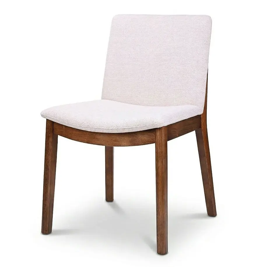Virginia Beige Upholstered Fabric Dining Chairs - Set of 2, Modern Minimalist Scandinavian Style with Clean Look Soft Fabric Seating, Modern Minimalist Chairs, Soft Fabric Chairs