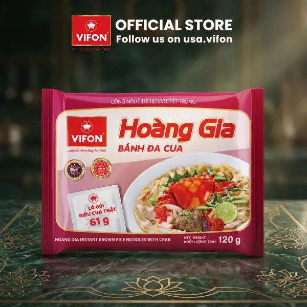 HOANG GIA Instant Brown Rice Noodle with Real Crab, 4.23 oz Pantry Food Pack