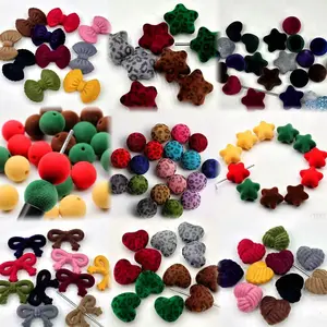 Ltty--P25--Dark Mix Basic Styles Flocked Beads 5pcs/bag