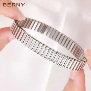 BERNY Silver Expansion Stretch Bracelet for Women & Men, Adjustable Stainless Steel Band, Elegant Lightweight Stackable Bangle, Versatile Ladies Jewelry, Female Fashion Accessory for Daily Outfits, Birthday Present Gift for Girls, Mother's Day Present sum