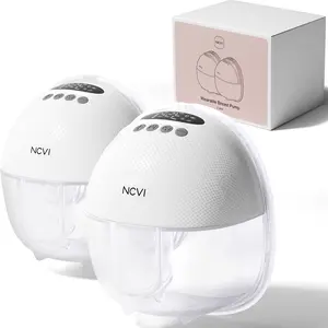 NCVI Breast Pump Hands Free 8131, Wearable Breastfeeding Pump with 4 Modes & 9 Levels, Portable Electric Milk Pump with Smart Display, Low Noise, Cordless & Discreet, 19,21,24 mm Flanges, 2 Pack White
