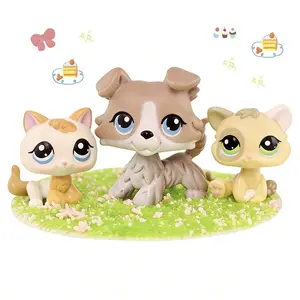 3 Pcs Rare Kitten Collie Figurines, Rare Collectible Collie #67 Kitten #134 #1074 Figurine with Unique Blue & Green Eyes | Charming Jacket Food Collar Accessories, Perfect Toy Gift for Dog and Cats Lovers, Great Easter gift for kids