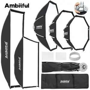 Ambitful Q7 Quick Release Strip Softbox with Grid, Deep Parabolic Bowens Mount Softbox for Photography, Video Lighting & Live Streaming