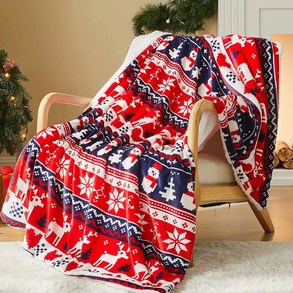 Christmas Throw Blanket,Winter Holiday Sherpa Fleece Blanket, Premium Warm Cozy Christmas Blankets and Throws,Christmas Decorations, Christmas Gift  50" X 60"