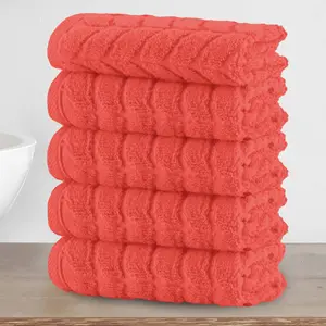 Mocassi 6-Piece Turkish Cotton Braided Washcloths Set, Hotel Premier Quality, 13in x 13in