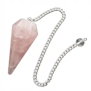 Rose Quartz Pendulum 6-Sided Heart Chakra Divination Tool