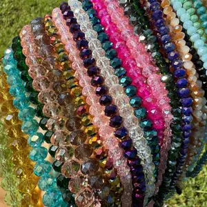 Gorgeous Faceted Rondelle Glass Bead Strands in Many Colors 8mm 6mm 4mm 3mm for Jewelry Making