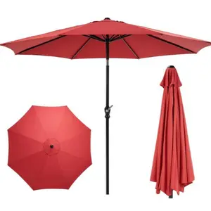 Outdoor Patio Umbrella Outdoor Table Umbrella with Push Button Tilt and Crank, Market Umbrella 8 Sturdy Ribs UV Protection Waterproof for Garden, Deck, Backyard, Pool