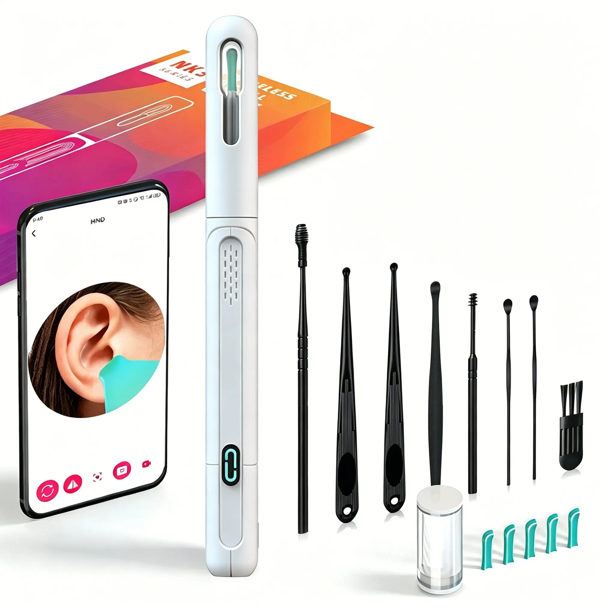 HD ear wax removal tool with integrated camera, LED light, USB rechargeable, smartphone real-time viewing, and multiple extra functions—safe, effortless ear cleaning in a portable design Ear Cleaner with Camera Ear Cleaning Tools