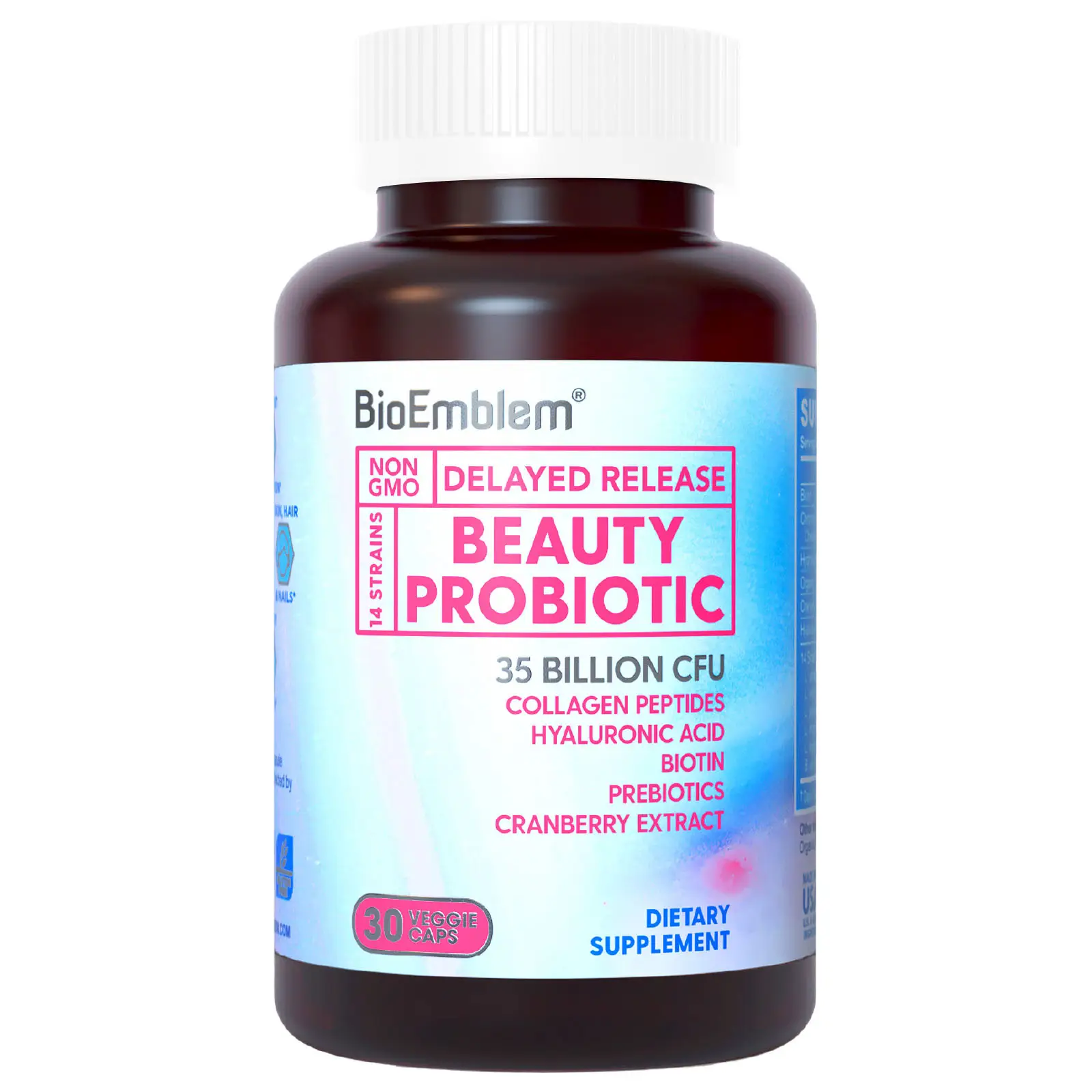 BioEmblem Beauty Probiotics for Women, 35 Billion CFU 14 Strains with Biotin, Co...