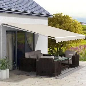Gaomon 13' x 8' Retractable Awning, Patio Awnings, Sunshade Shelter w/Manual Crank Handle, UV & Water-Resistant Fabric and Aluminum Frame for Deck, Balcony stand umbrella shade cantilever rectangular market outdoor sun porch oversized table