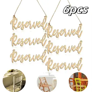 6 Pcs Wooden Hanging Wedding Reserved Signs with Rope - for Party Decor , Rustic Wedding Reserved Seating Signs for Church and Restaurant Decorations