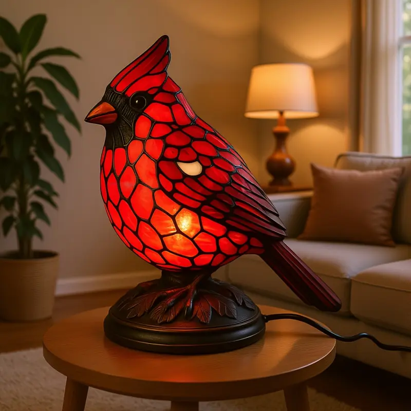 The red bird glowing night light, Decorative led light, Decor Lighting, is for home decoration during Christmas and New Year holidays, USB powered and safe for low voltage indoor use, holiday gift