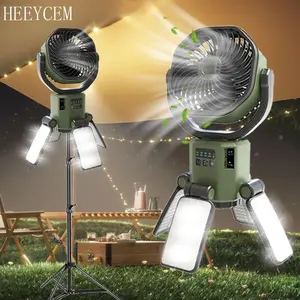 Camping Fan Ceiling Fan LED Light Rechargeable Outdoor Fan Light Portable Solar Fan USB Rechargeable Camping Folding Fan Desktop Fan - Automatic Shaking Head, Suitable for Outdoor Tent RV BBQ Fishing Adventure