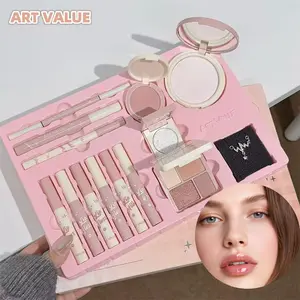 Lip Gloss Blush Eyeshadow Powder Compact Set, Commuter Simple Makeup Necklace Kit, Full Makeup Equipment in One Set Beauty Kit Cosmetics