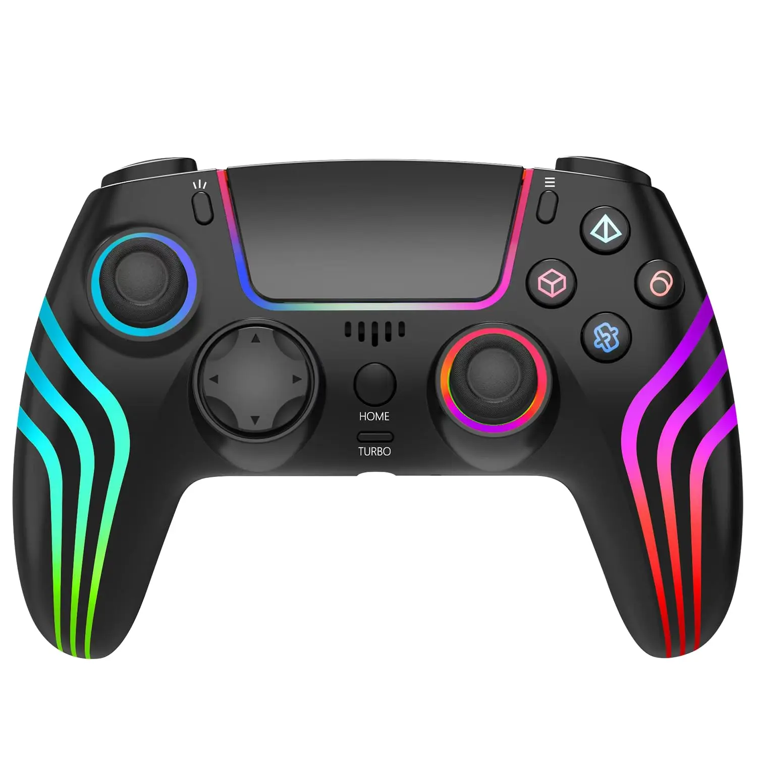 For PS5 Controller , Compatible with PS5 Controller/Windows PC,/Android/iOS,with RGB Lighting Black