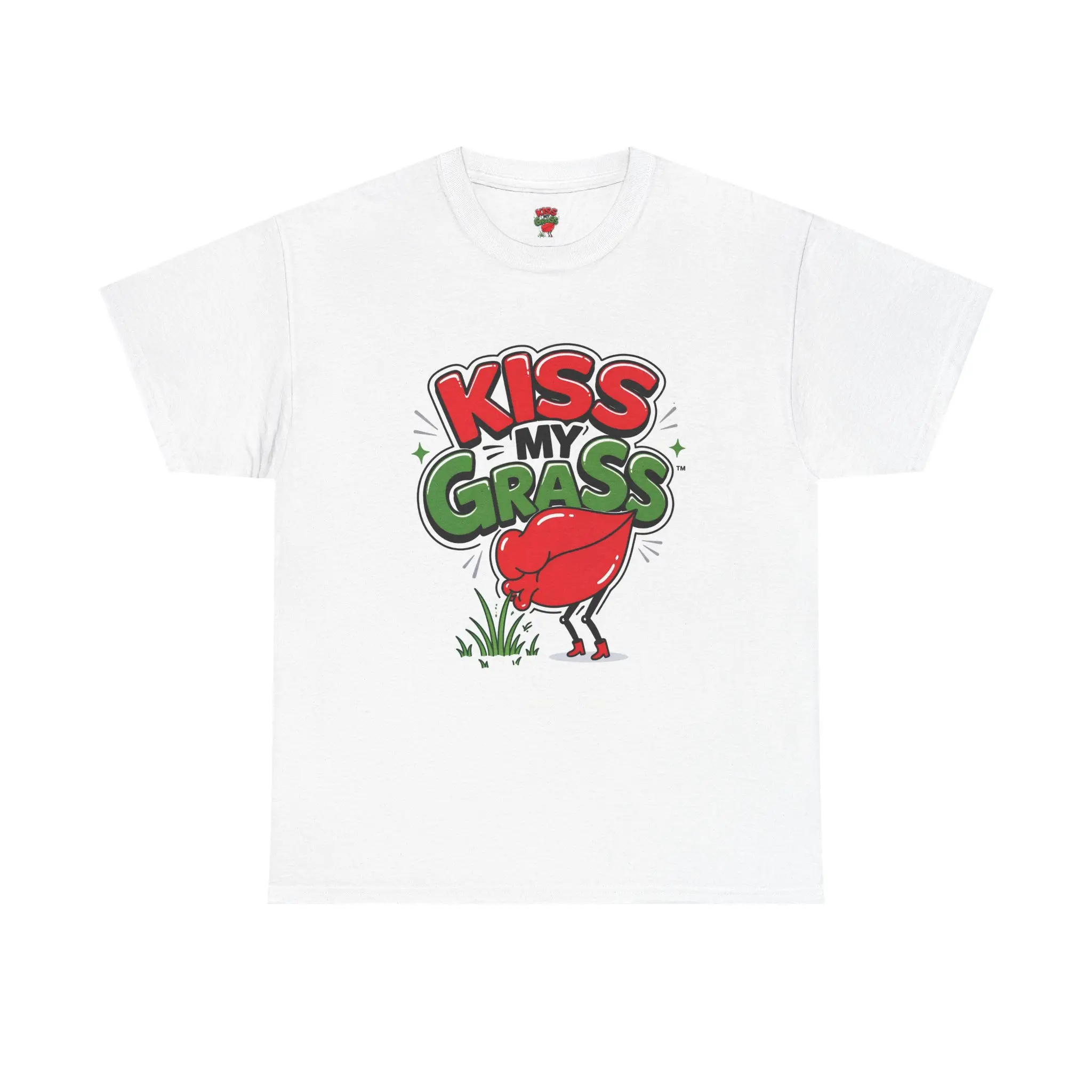 KISS MY GRASS White Signature T-Shirt - Your Daily Favorite Graphic Tee