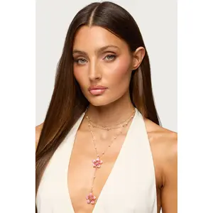 Flower & Pearly Cascading Necklace