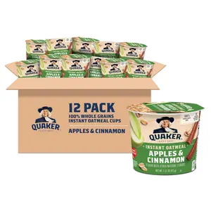 Quaker Instant Oatmeal Express Cups, Apples & Cinnamon, 1.51 Ounce (Pack of 12)