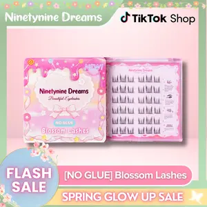 Ninetynine Dreams [NO GLUE] Blossom Self-Adhesive Lashes | Press-On No Glue Required Lash Clusters 9–13 mm C++ Curl — Natural Spiky Anime Douyin Style, Ultra-Thin Self-Stick Band, Lightweight & Beginner-Friendly Must-Have False Eyelashes
