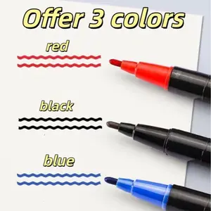 Dual-Ended Permanent Marker Set, 3 Colors Blue, Waterproof Ink, Art Markers, Doodle Markers, Drawing Pens, Office Use, Drawing, Calligraphy Tools