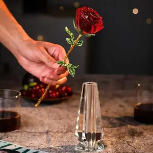 Eternal Crystal Rose Ornament, Realistic Faux Flower Desktop Display, Never Wilt Glass Rose Decor, Multiple Color Options, Last Minute Mother's Day Gift 2026, Romantic Valentine's Wedding Centerpiece for Her, Spring Home Elegant Accent